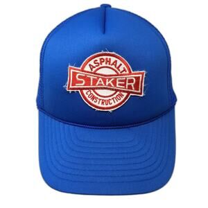 Cameo Trucker Hat Blue White One Size Asphalt Staker Construction Mesh Snapback